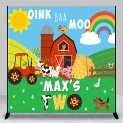 Lofaris Personalized Farm Barnyard Animals Custom Backdrop with Oink Baa Moo Second Birthday Party Decor