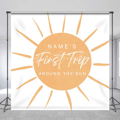 Lofaris Personalized First Trip Around The Sun Backdrop Custom Name Boho 1st Birthday Party Banner