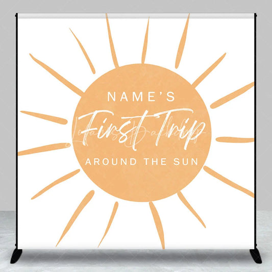 Lofaris Personalized First Trip Around The Sun Backdrop Custom Name Boho 1st Birthday Party Banner