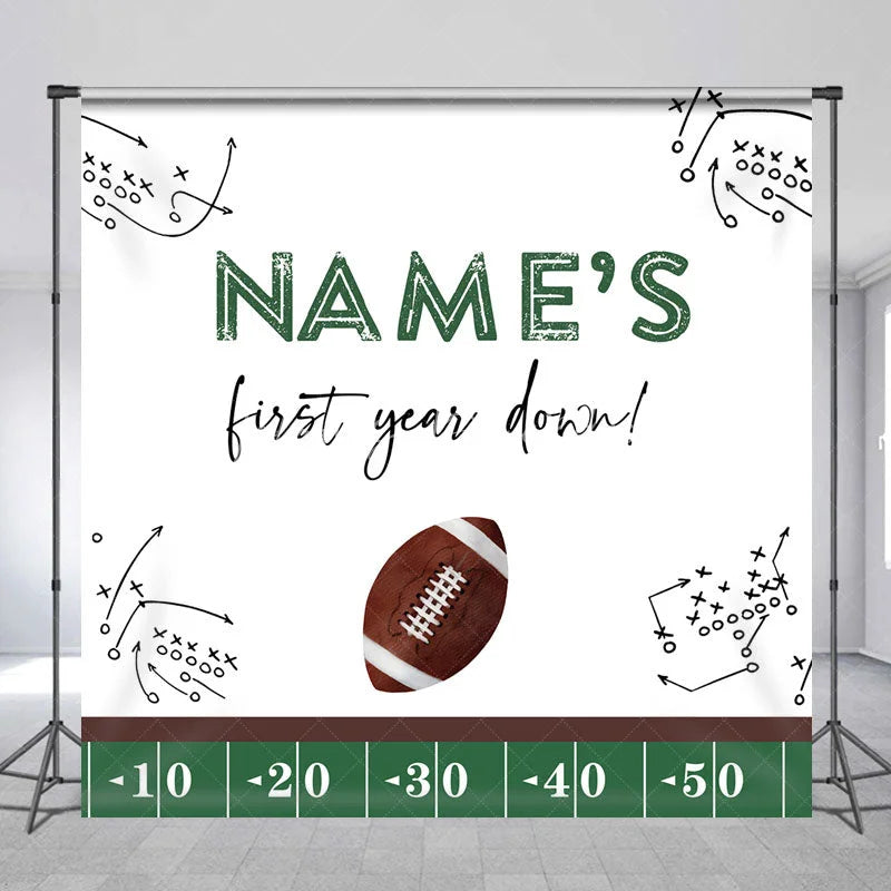 Lofaris Personalized Football First Year Down Birthday Backdrop Custom Name 1st Party Banner
