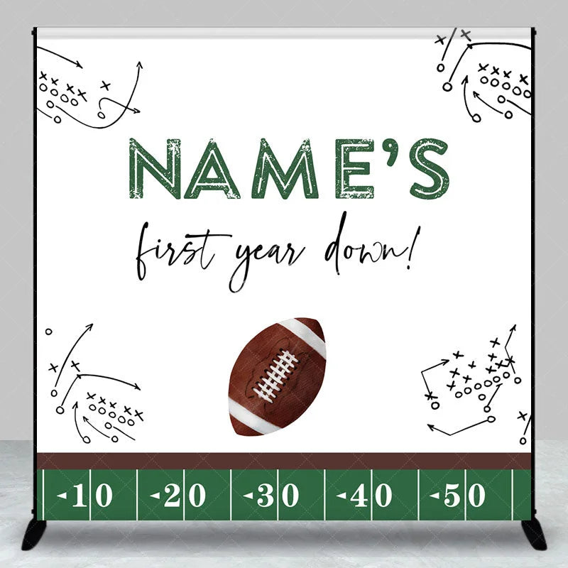 Lofaris Personalized Football First Year Down Birthday Backdrop Custom Name 1st Party Banner