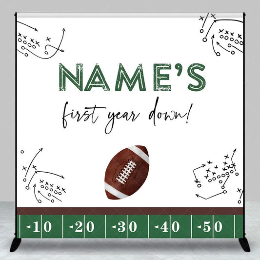 Lofaris Personalized Football First Year Down Birthday Backdrop Custom Name 1st Party Banner