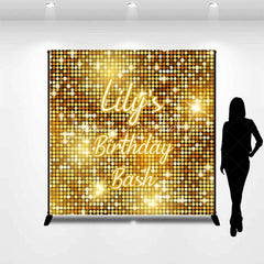 Lofaris Personalized Gold Glitter Custom Birthday Backdrop Sparkling Sequin Design for Festive Party Celebration Decor