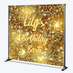 Lofaris Personalized Gold Glitter Custom Birthday Backdrop Sparkling Sequin Design for Festive Party Celebration Decor