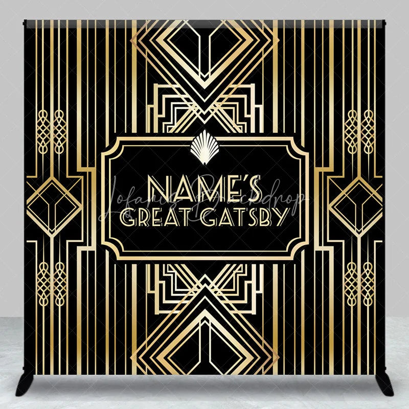 Lofaris Personalized Great Gatsby Birthday Backdrop Custom Name Art Deco Gold and Black Party Banner