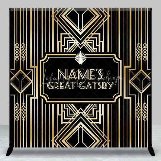 Lofaris Personalized Great Gatsby Birthday Backdrop Custom Name Art Deco Gold and Black Party Banner