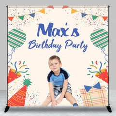 Lofaris Personalized Kid Birthday Party Colorful Backdrop Custom Name Confetti and Balloon Banner