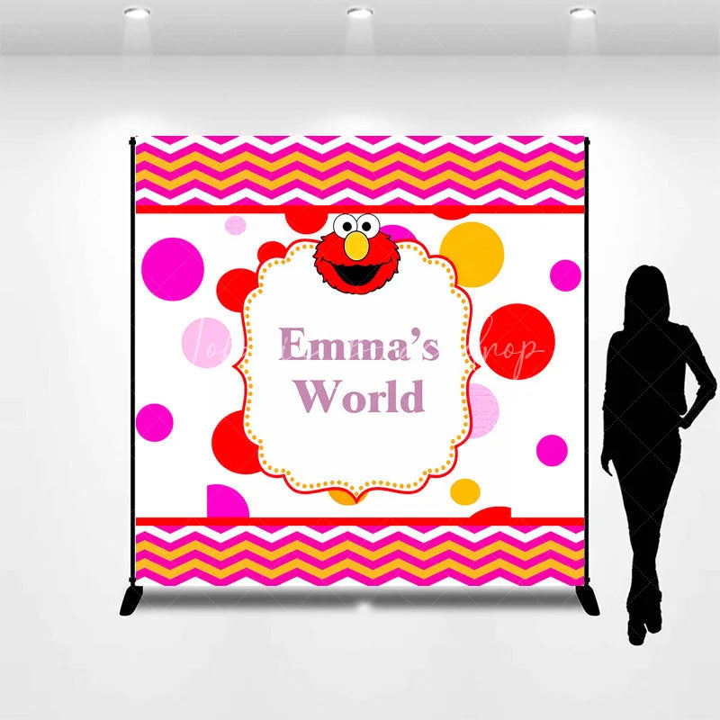 Lofaris Personalized Kids Monster World Birthday Backdrop Red Furry Friend Inspired Custom Name Polka Dot Party Decor