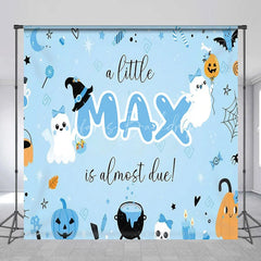 Lofaris Personalized Light Blue Halloween Baby Shower Custom Backdrop Cute Ghosts and Pumpkins for Little One Due