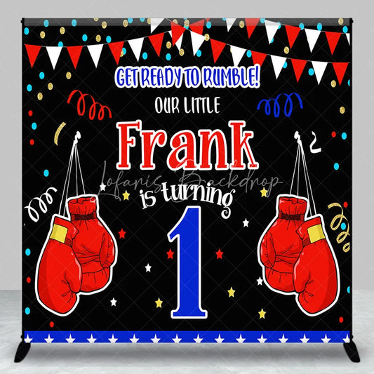 Lofaris Personalized Little Champ First Birthday Backdrop Boxing Theme with Red Gloves Custom Name Main Event Party