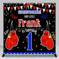 Lofaris Personalized Little Champ First Birthday Backdrop Boxing Theme with Red Gloves Custom Name Main Event Party