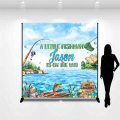 Lofaris Personalized Little Fisherman Baby Shower Backdrop Custom Name Gone Fishing Lake Party Banner