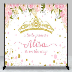 Lofaris Personalized Little Princess Baby Shower Backdrop Pink and Gold Floral Crown Girl Party Decor