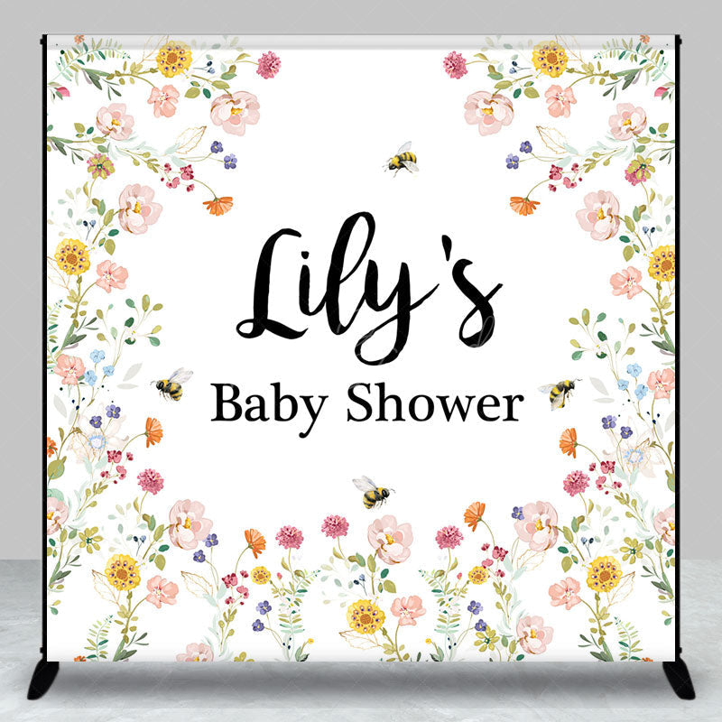 Lofaris Personalized Mommy to Bee Baby Shower Backdrop Wildflower and Honey Custom Name Garden Party Decor