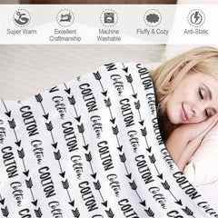 Lofaris Personalized Name Blanket for Baby Boy Modern Boho with Arrows in Black and White Custom Nursery Decor Gift