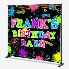 Lofaris Personalized Neon Glow Birthday Bash Backdrop 80s 90s Paint Splatter Theme Custom Name Blacklight Party