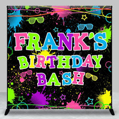 Lofaris Personalized Neon Glow Birthday Bash Backdrop 80s 90s Paint Splatter Theme Custom Name Blacklight Party