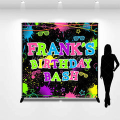 Lofaris Personalized Neon Glow Birthday Bash Backdrop 80s 90s Paint Splatter Theme Custom Name Blacklight Party