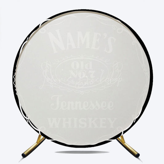 Lofaris Personalized Old No. 7 Whiskey Label Round Backdrop Custom Name for Adult Birthday Vintage Bar Theme Decor