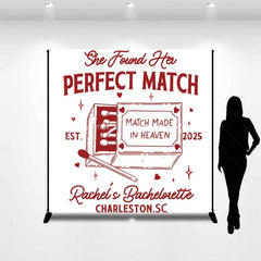 Lofaris Personalized Perfect Match Bridal Shower Backdrop Bachelorette Party and Matchbox Theme Decoration