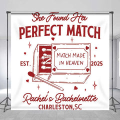 Lofaris Personalized Perfect Match Bridal Shower Backdrop Bachelorette Party and Matchbox Theme Decoration