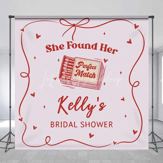 Lofaris Personalized Perfect Match Bridal Shower Backdrop Vintage Matchbox and Hearts Party Decoration