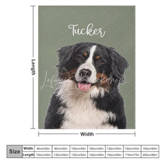 Lofaris Personalized Pet Blanket with Custom Dog Name and Photo Single Portrait Style Memorial Gift for Lovers