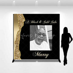 Lofaris Personalized Photo Custom Birthday Backdrop Black and Gold Glitter Gala Men Women Party Photography Background