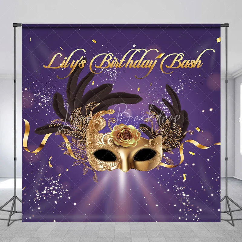 Background Panel Mask Personalized Purple and Gold Masquerade Mask Custom Backdrop for ...