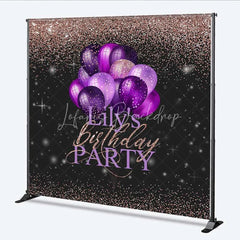 Lofaris Personalized Purple Balloon Custom Birthday Backdrop Rose Gold Glitter Women Party Photography Background