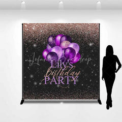 Lofaris Personalized Purple Balloon Custom Birthday Backdrop Rose Gold Glitter Women Party Photography Background