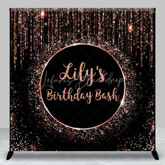 Lofaris Personalized Rose Gold Glitter Birthday Bash Custom Backdrop Elegant Black and Sparkle Party Decoration