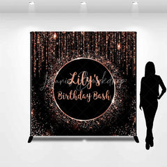 Lofaris Personalized Rose Gold Glitter Birthday Bash Custom Backdrop Elegant Black and Sparkle Party Decoration