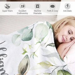 Lofaris Personalized Safari Animals Blanket with Custom Name Cute Jungle Lion Elephant Giraffe Zebra Nursery Decor