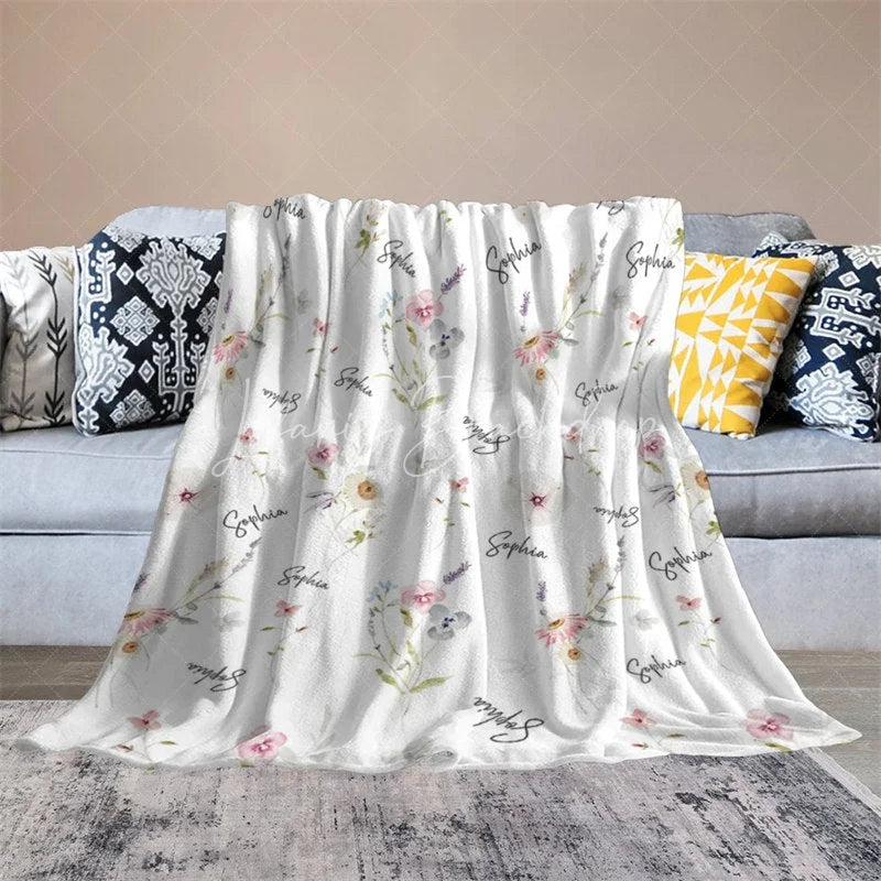 Lofaris Personalized Santa Claus Christmas Blanket with Custom Name Cute Father Fun Red Holiday Xmas Gift