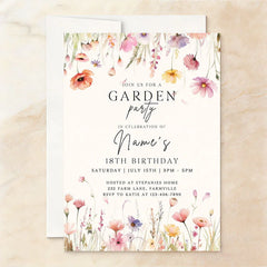 Lofaris Personalized Set of 20 Floral Garden Party Invitation Custom 18th Birthday Celebration with Wildflowers