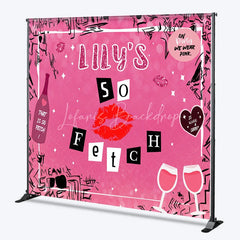 Lofaris Personalized So Fetch Pink Y2K Birthday Backdrop Custom Name Mean Girls Theme Party Banner