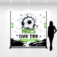Lofaris Personalized Soccer Ball Cracked Wall Birthday Backdrop Custom Game Time Sports Party Decor