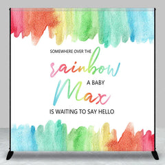 Lofaris Personalized Somewhere Over the Rainbow Baby Shower Backdrop Watercolor Pastel Party Decor
