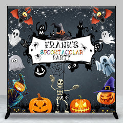 Lofaris Personalized Spooktacular Halloween Party Backdrop Cute Ghost Skeleton and Pumpkins Custom Name Kids Decor