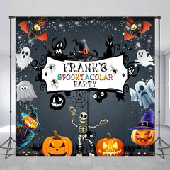Lofaris Personalized Spooktacular Halloween Party Backdrop Cute Ghost Skeleton and Pumpkins Custom Name Kids Decor
