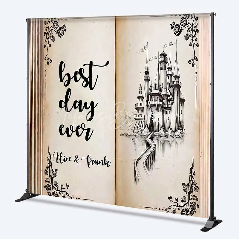 Lofaris Personalized Storybook Castle Wedding Backdrop Best Day Ever Fairy Tale Marriage Party Decoration