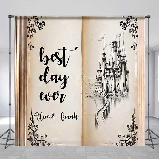 Lofaris Personalized Storybook Castle Wedding Backdrop Best Day Ever Fairy Tale Marriage Party Decoration