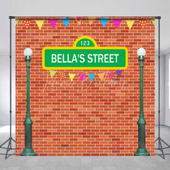 Lofaris Personalized Street Sign Birthday Backdrop Kids TV Show Inspired Brick Wall Custom Name Party Photo Booth Decor