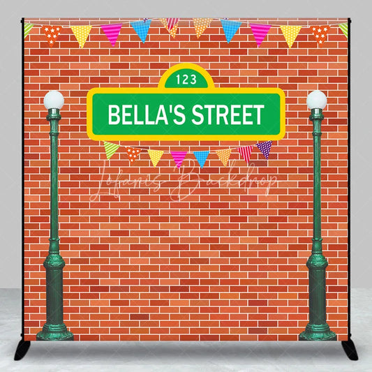 Lofaris Personalized Street Sign Birthday Backdrop Kids TV Show Inspired Brick Wall Custom Name Party Photo Booth Decor