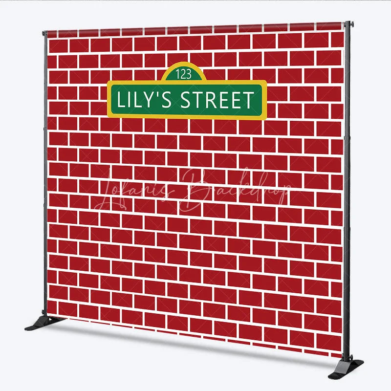 Lofaris Personalized Street Sign Red Brick Backdrop Custom Name Photography Background Urban Theme Birthday