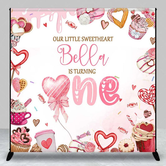 Lofaris Personalized Sweet One Birthday Backdrop Donuts and Cupcakes Sweetheart 1st Party Decoration