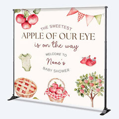 Lofaris Personalized Sweetest Apple of Our Eye Baby Shower Backdrop Red Tree and Pie Party Decoration