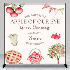 Lofaris Personalized Sweetest Apple of Our Eye Baby Shower Backdrop Red Tree and Pie Party Decoration