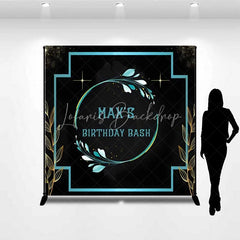 Lofaris Personalized Teal Floral Custom Birthday Backdrop Gold Frame Black Elegant Party Photography Background